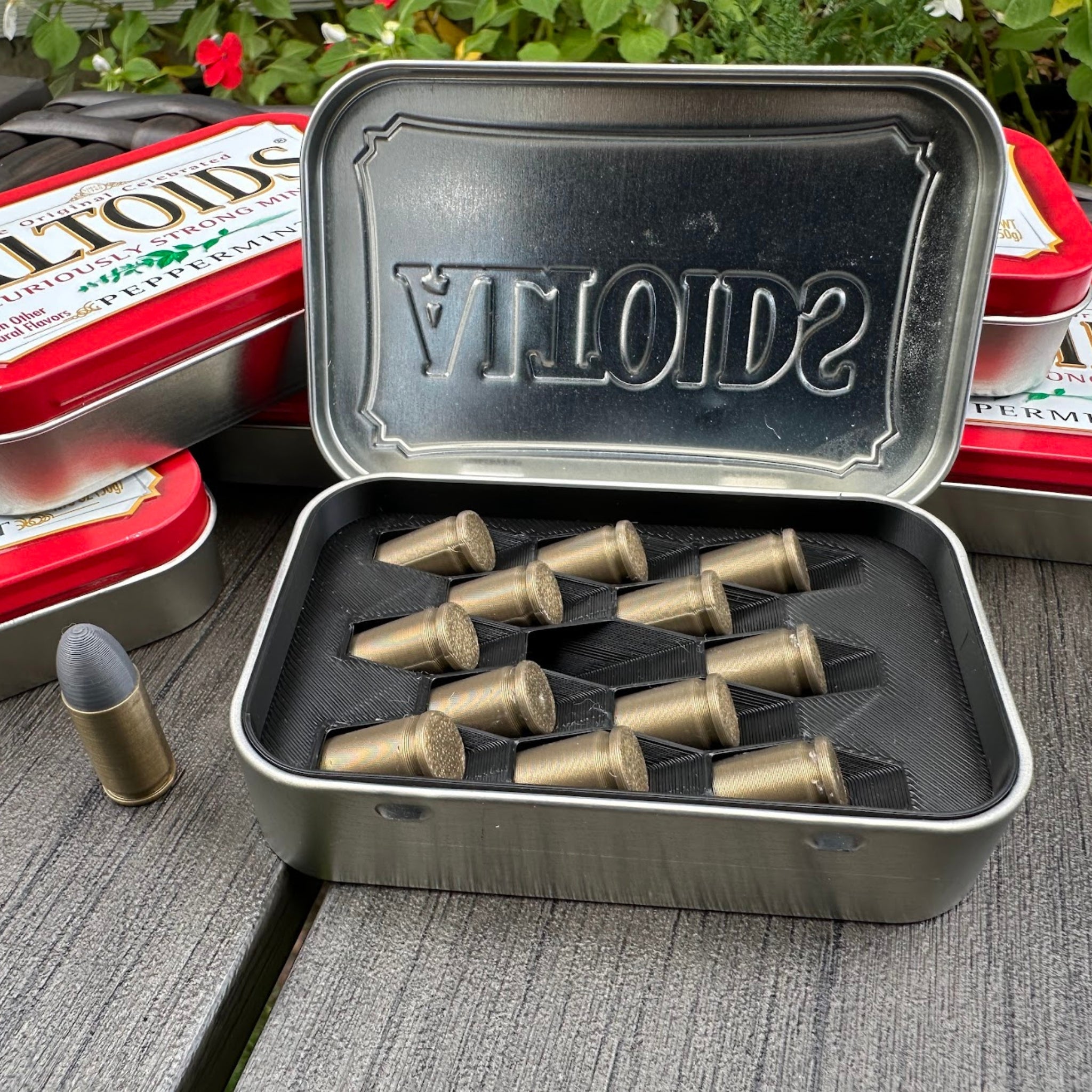 Mint Tin Magazine - Small Caliber Pocket Ammo Organizer Case for Altoids Type Can, EDC, SHTF