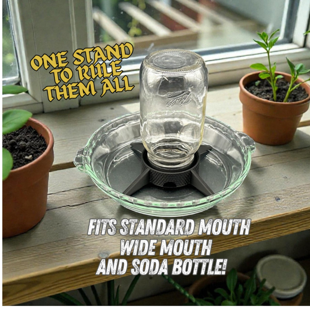 Auto-Watering Stand for Micro-green Seed Sprouting, Universal Fit for Mason Jars, Soda Pop Bottles