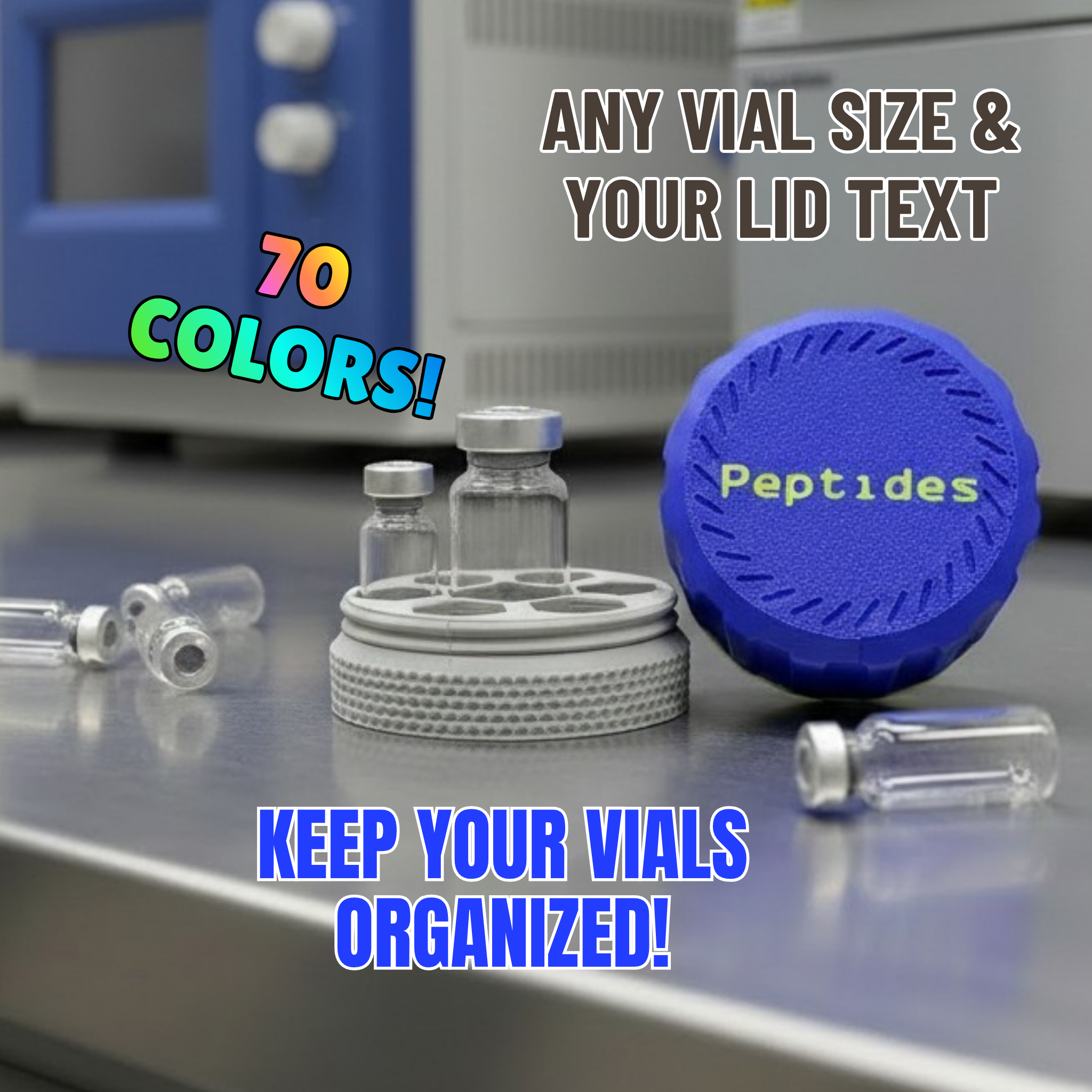 3mL - 5mL - 10mL Portable Peptide Vial Organizer Case - Any vial size