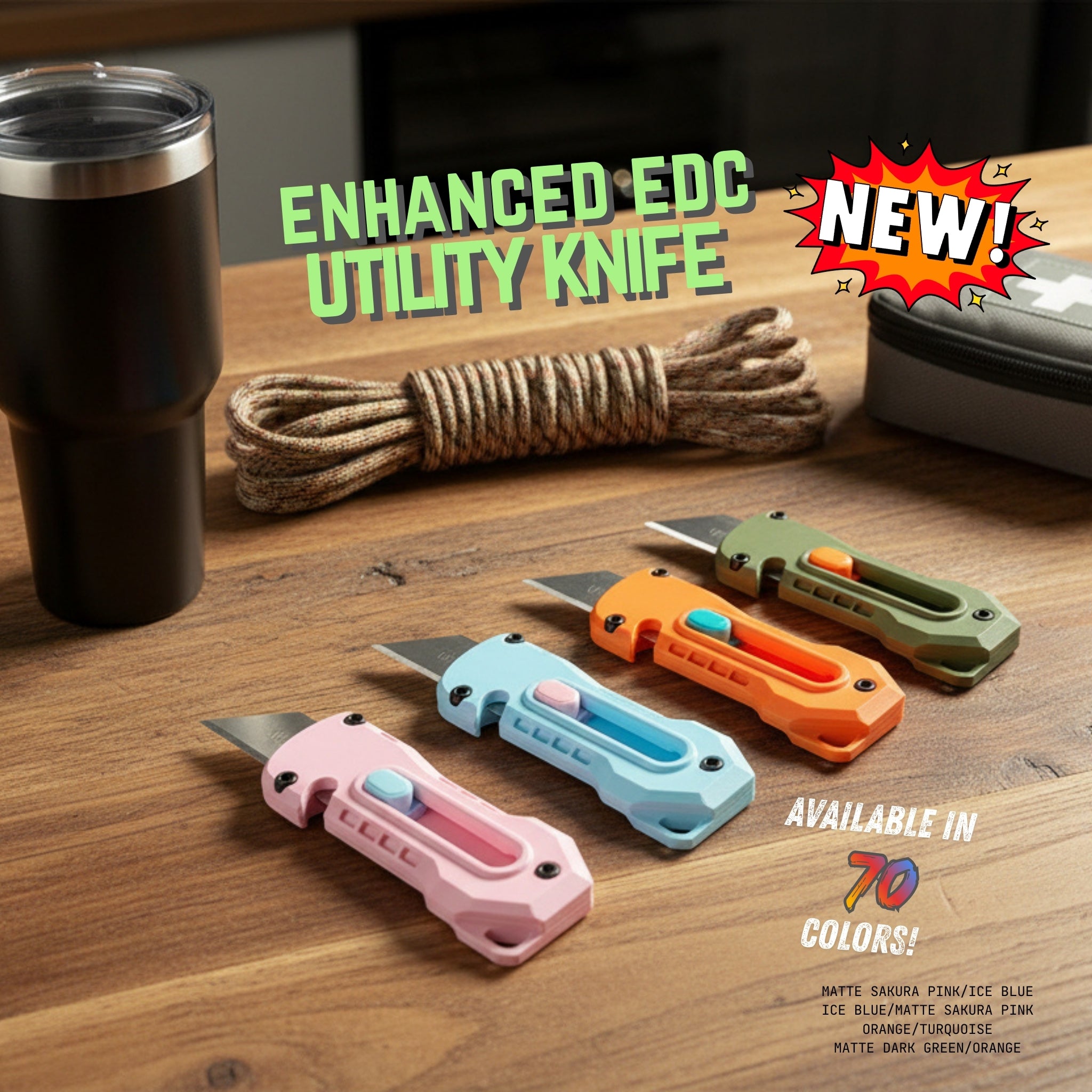 Custom Color Enhanced Every Day Carry (EDC) Utility Knife