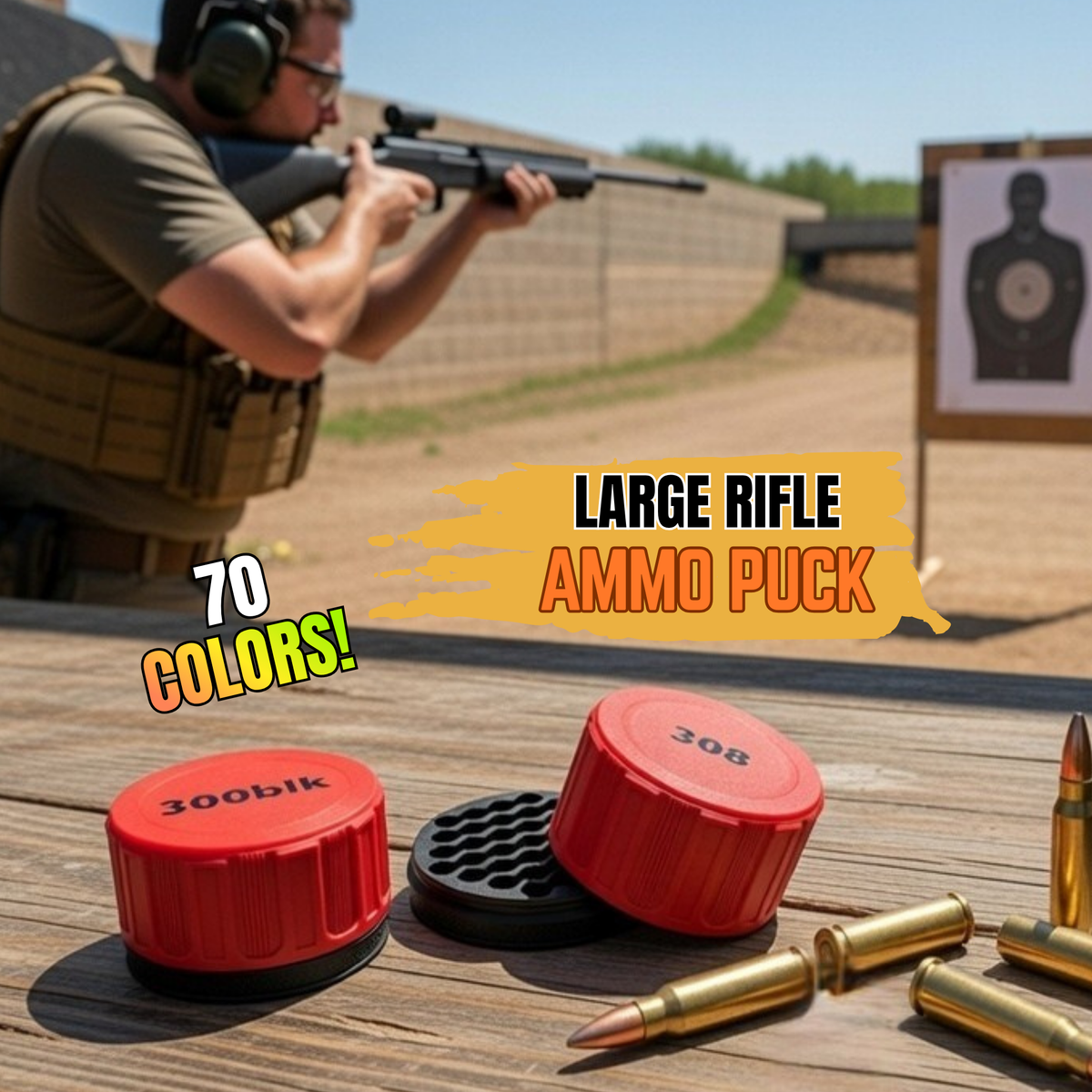 Large Rifle Caliber Ammo Puck Organizer, EDC, SHTF, Bugout