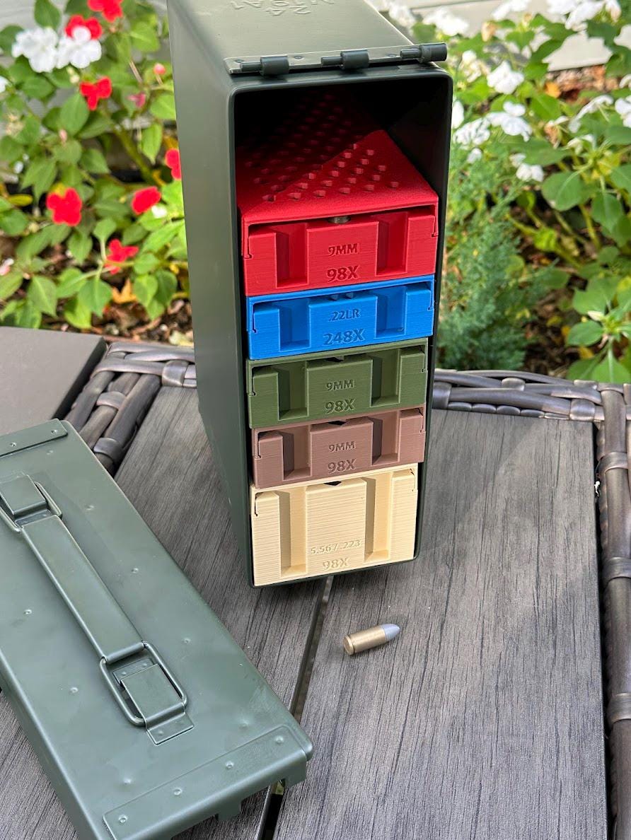 Ammo Organizer Tray for 30Cal NATO Can - The Range Rack System, 60+ Calibers and Designs