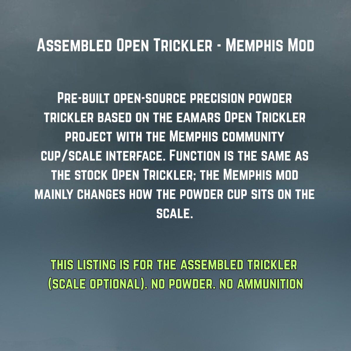Assembled Open Trickler - Automatic Powder Trickler for Precision Ammunition Reloading