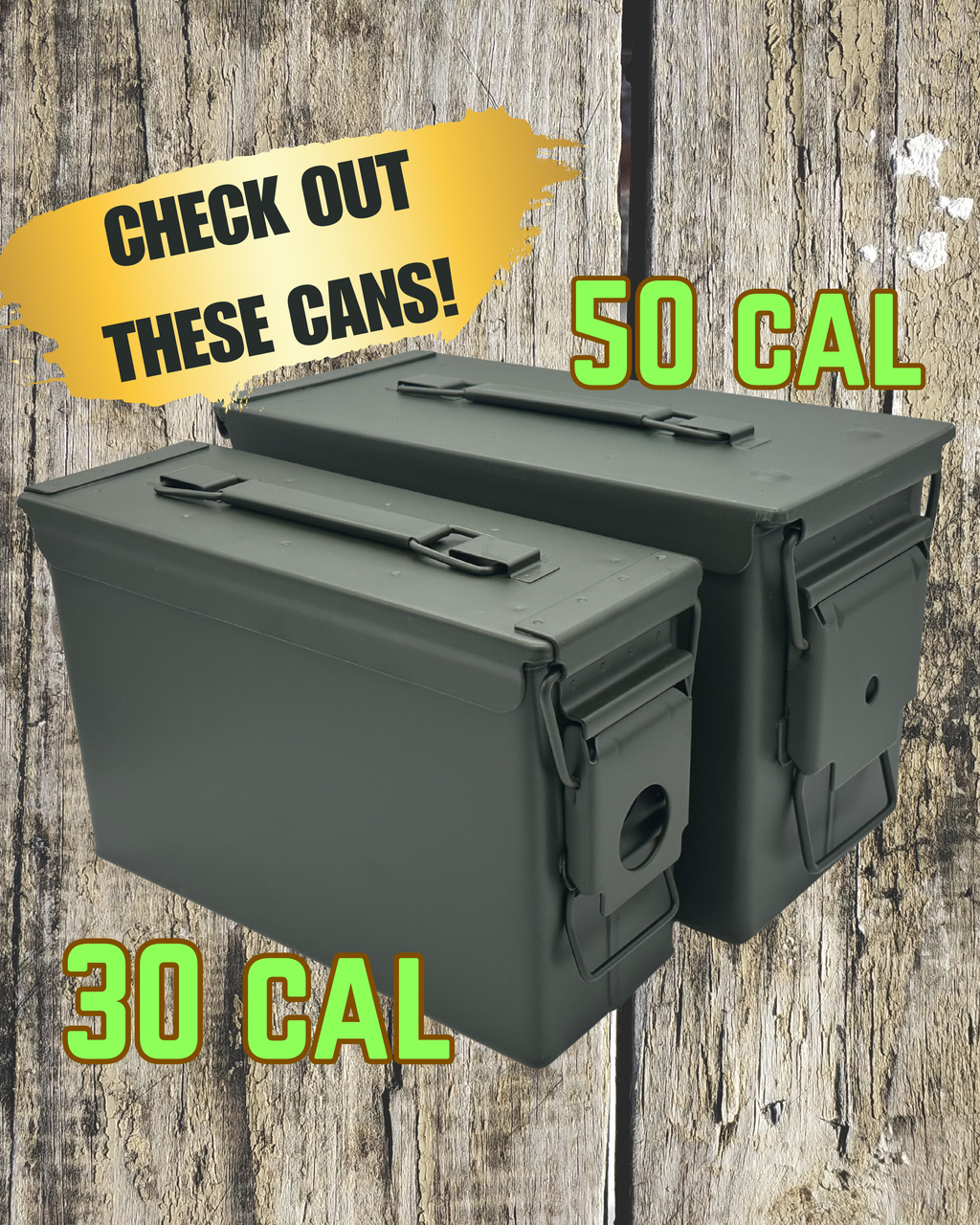 Metal Ammo Can - Two Standard Sizes - Works with Range Rack System (Empty)