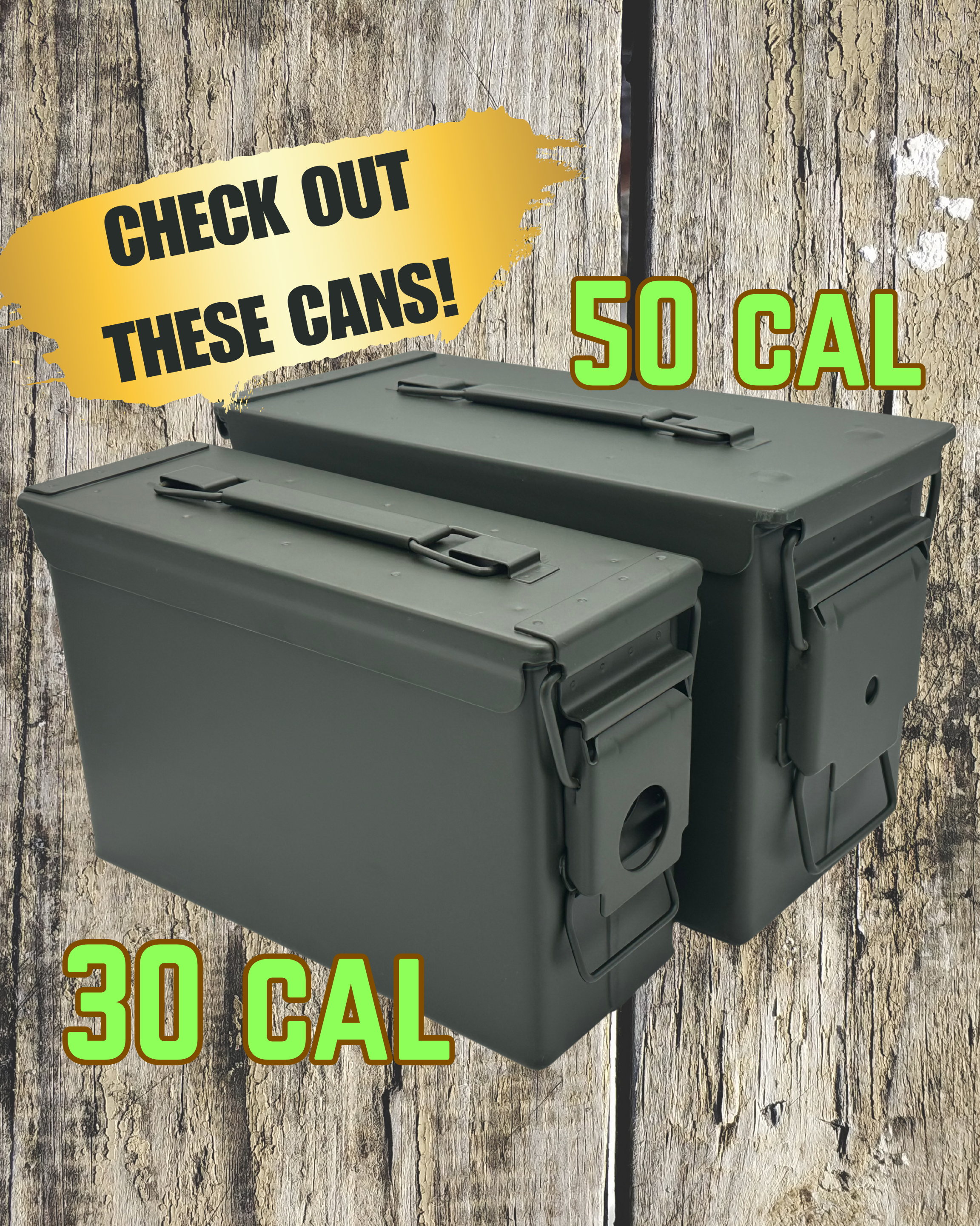 Metal Ammo Can - Two Standard Sizes - Works with Range Rack System (Empty)