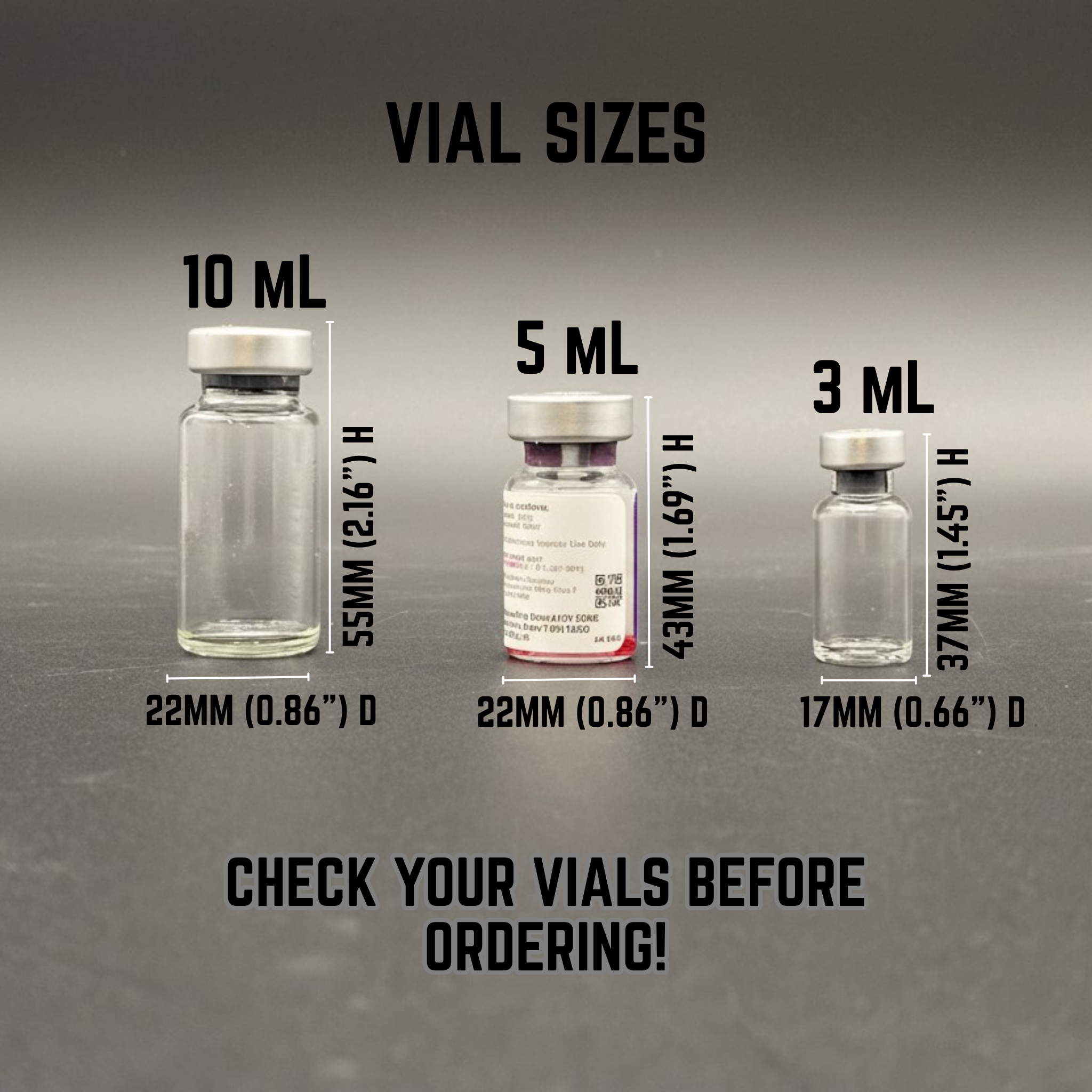 Ultra-Portable Peptide Organizer Case – Screw Top Single Vial Holder 3mL to 30mL, 2 Pack