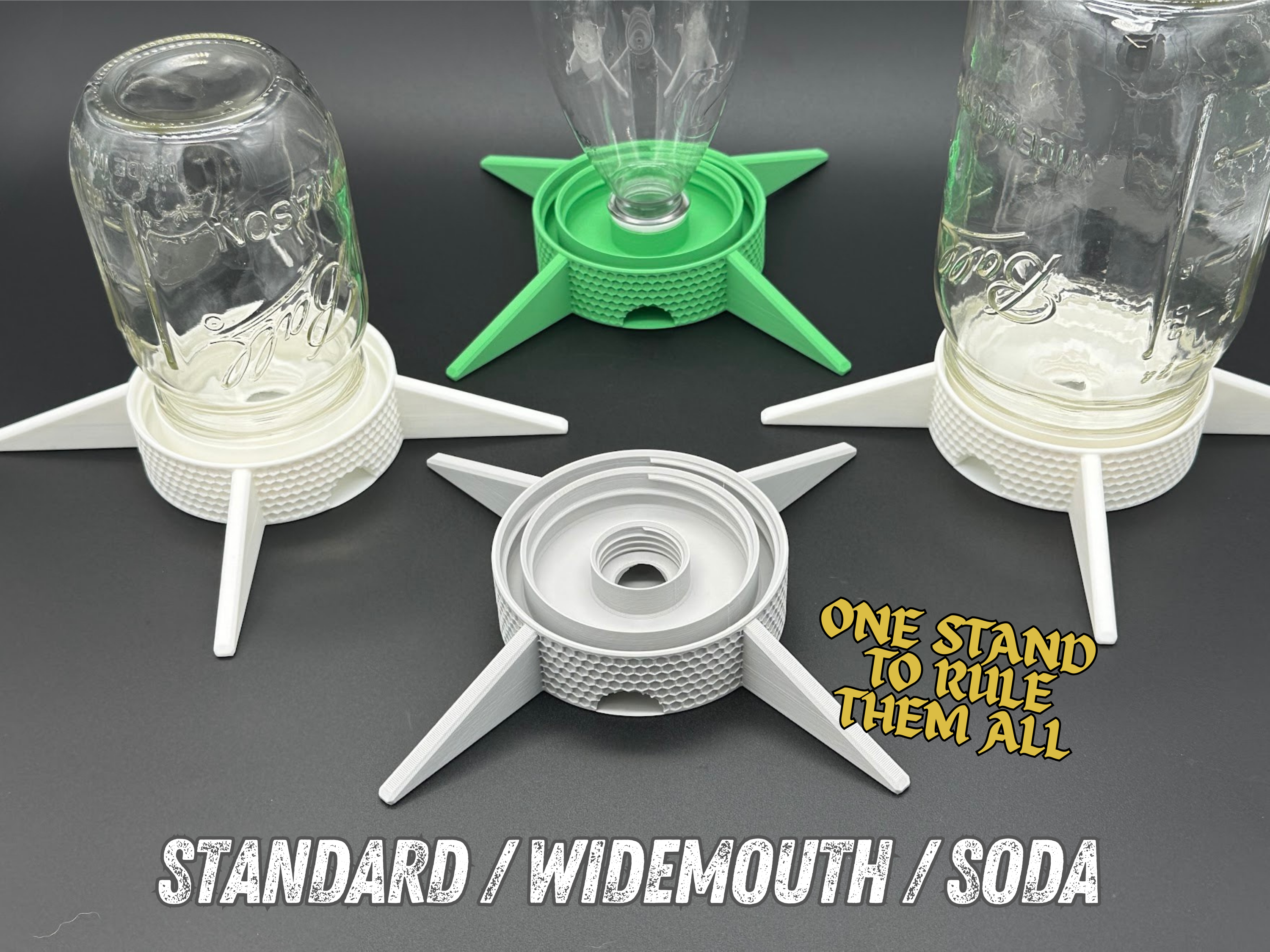 Auto-Watering Stand for Micro-green Seed Sprouting, Universal Fit for Mason Jars, Soda Pop Bottles