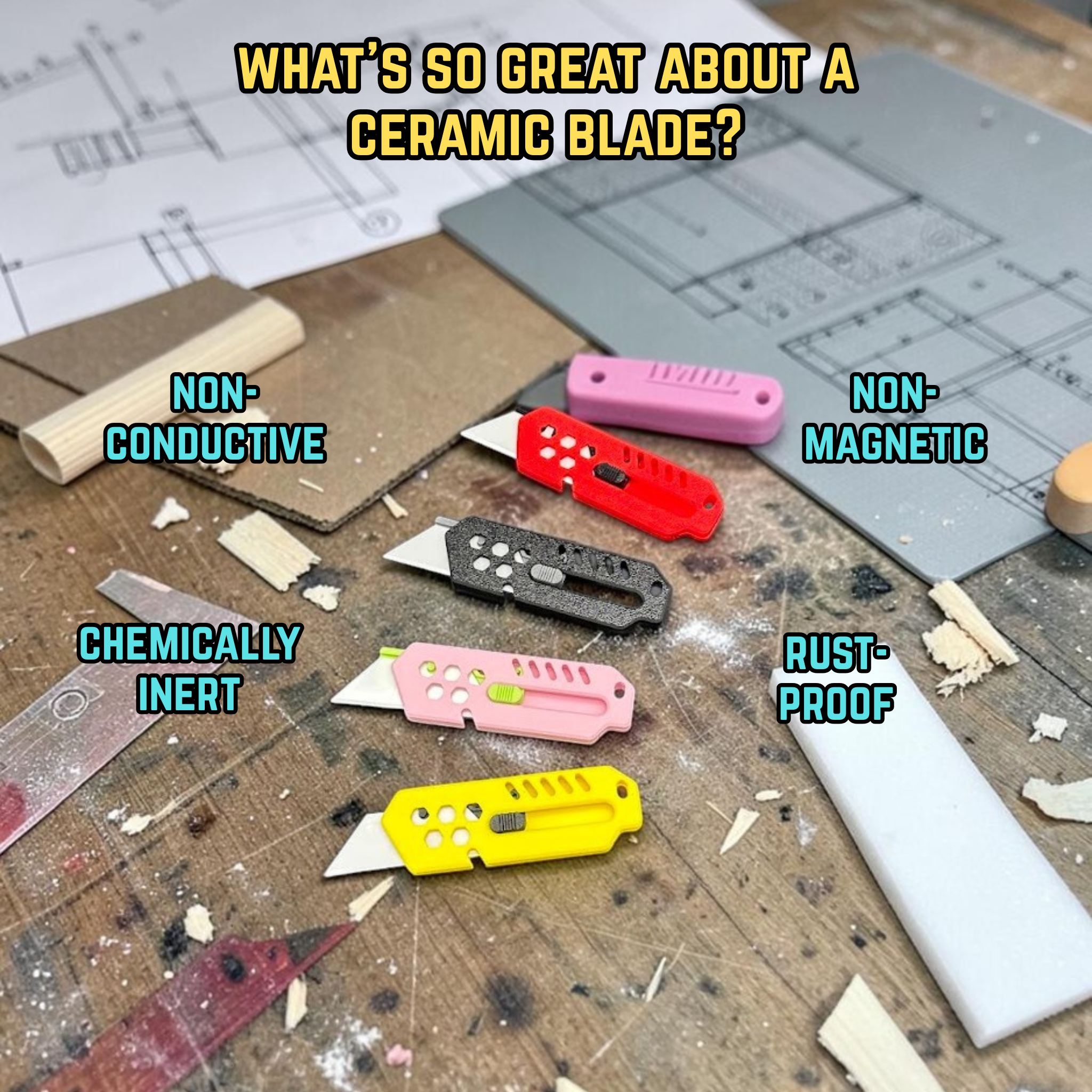 Custom Color Ultra-Compact Every Day Carry (EDC) Ceramic Utility Knife