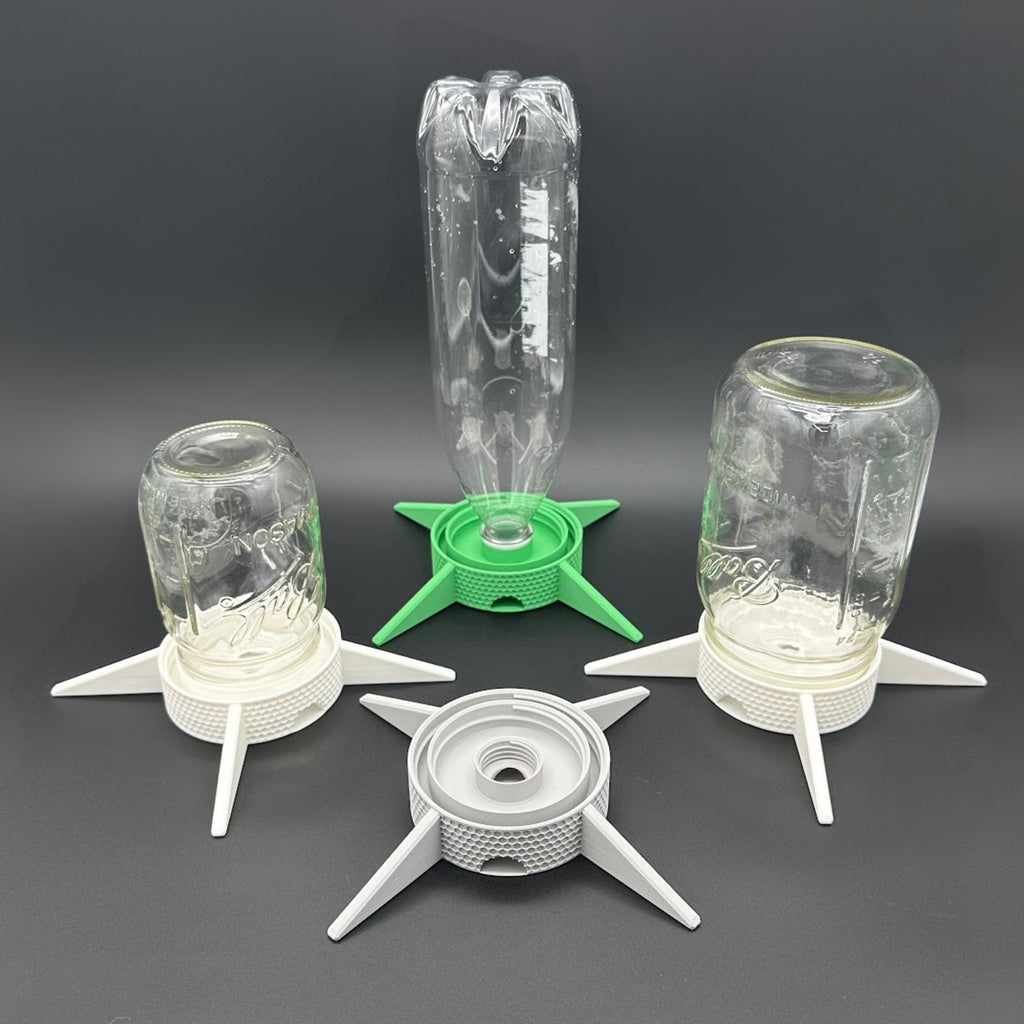 Auto-Watering Stand for Micro-green Seed Sprouting, Universal Fit for Mason Jars, Soda Pop Bottles