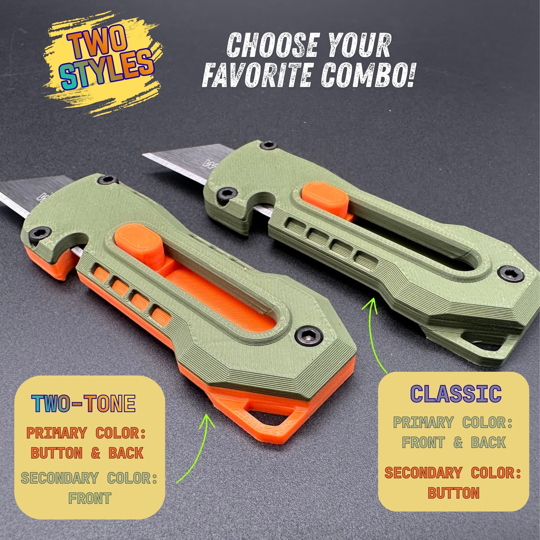 Custom Color Enhanced Every Day Carry (EDC) Utility Knife