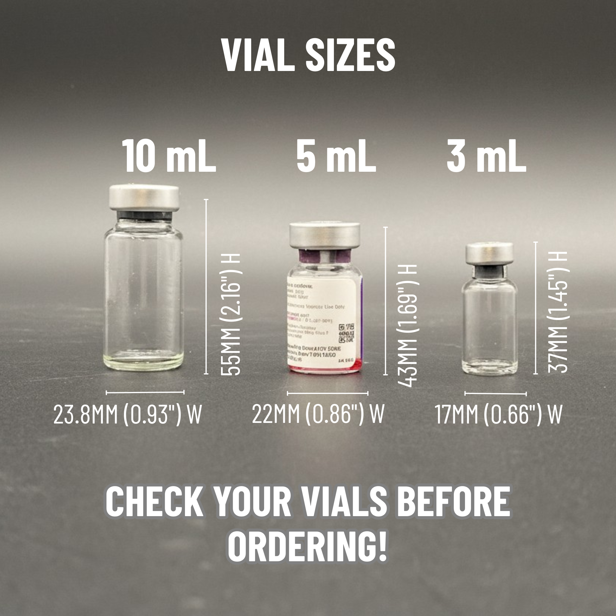 3mL - 5mL - 10mL Portable Peptide Vial Organizer Case - Any vial size