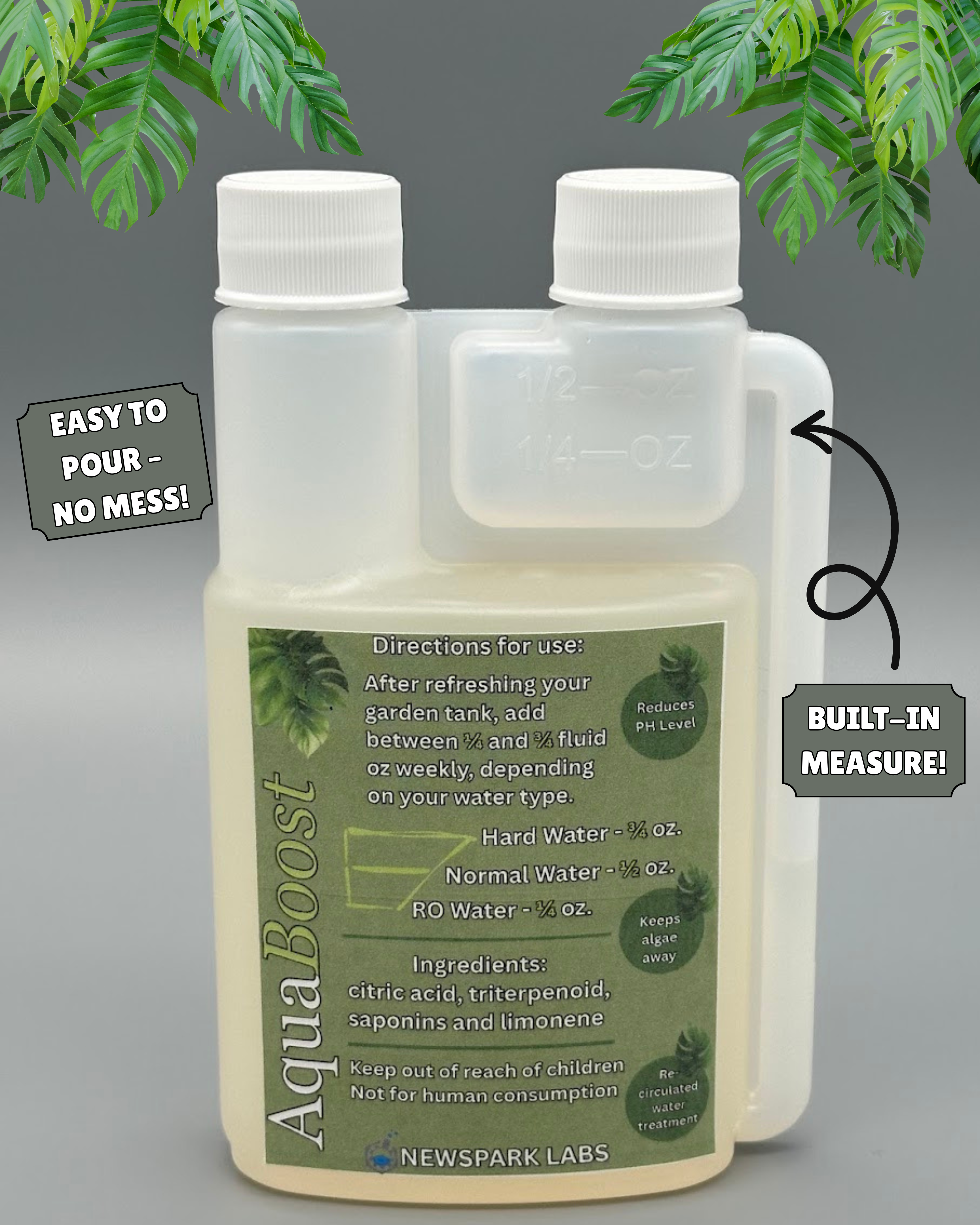 AquaBoost for your Indoor Hydroponic Garden - Get your pH Low easy-dose bottle