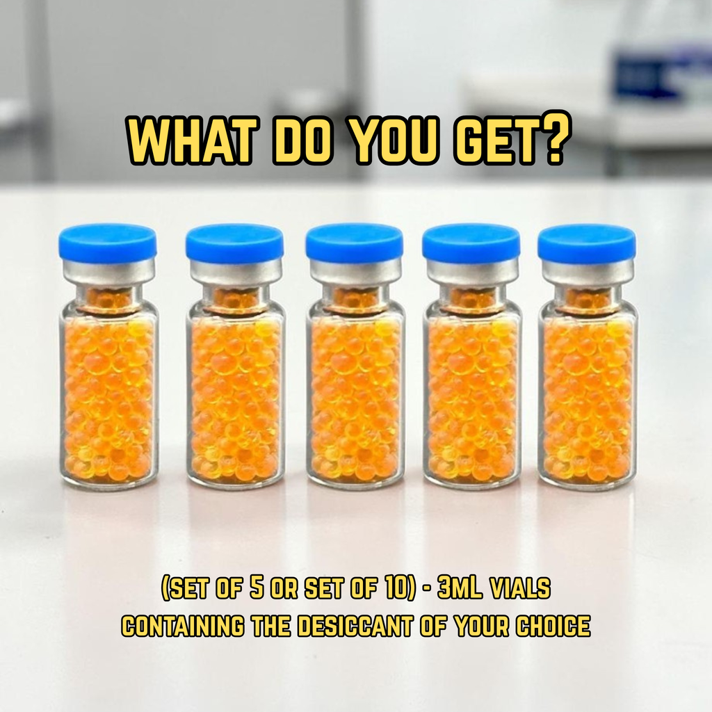 Set of 5 or 10 Desiccant Vials - Vial Dry