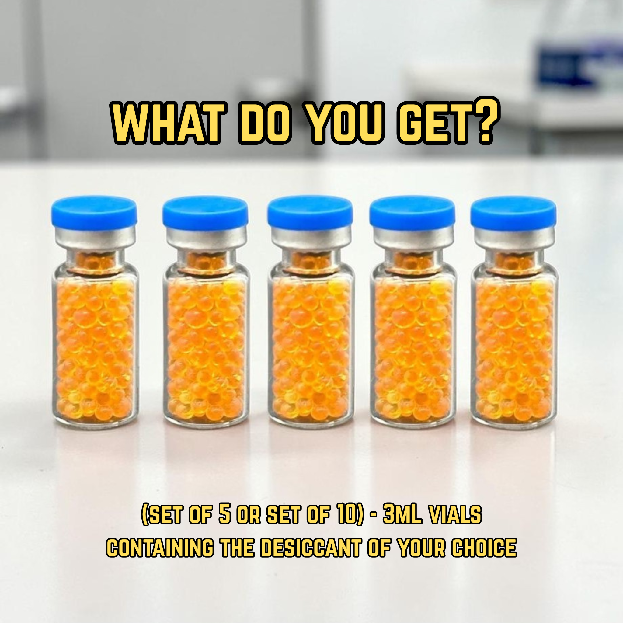 Set of 5 or 10 Desiccant Vials - Vial Dry