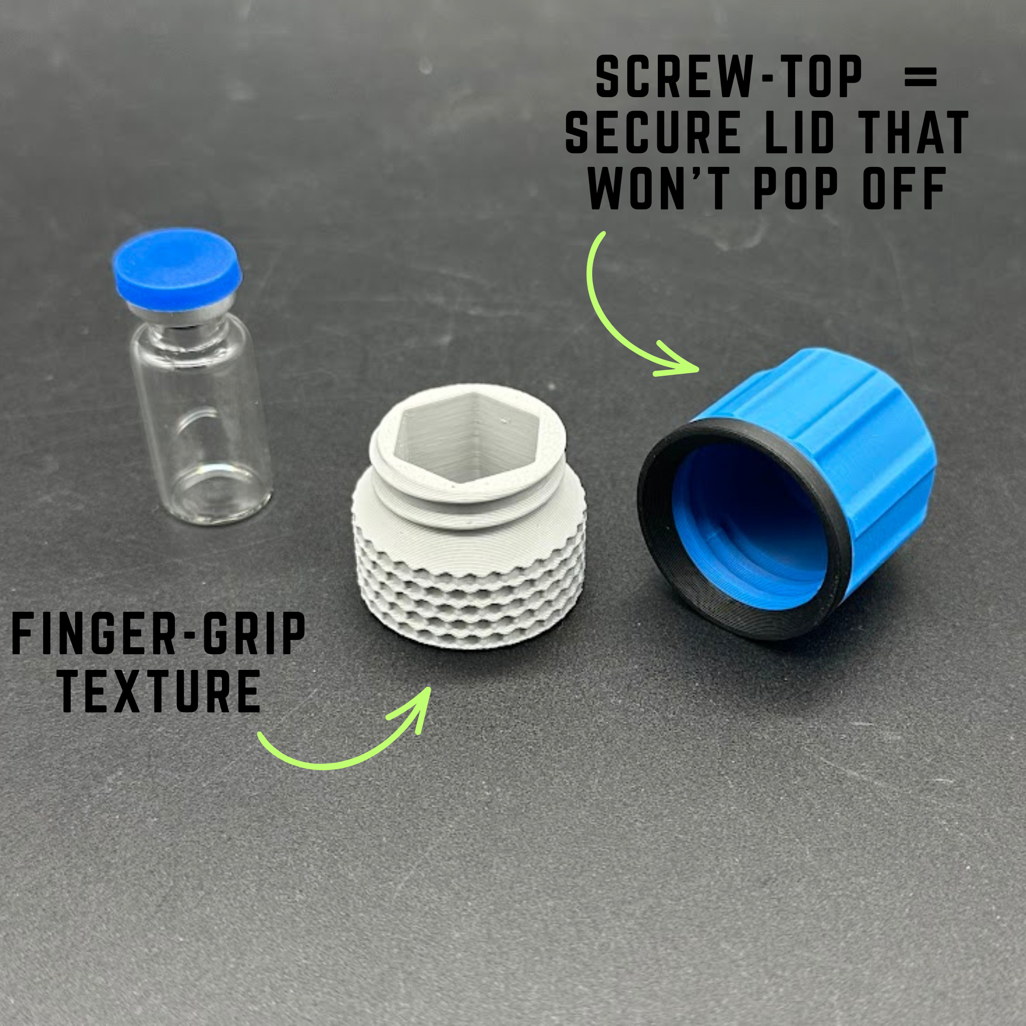 Ultra-Portable Peptide Organizer Case – Screw Top Single Vial Holder 3mL to 30mL, 2 Pack
