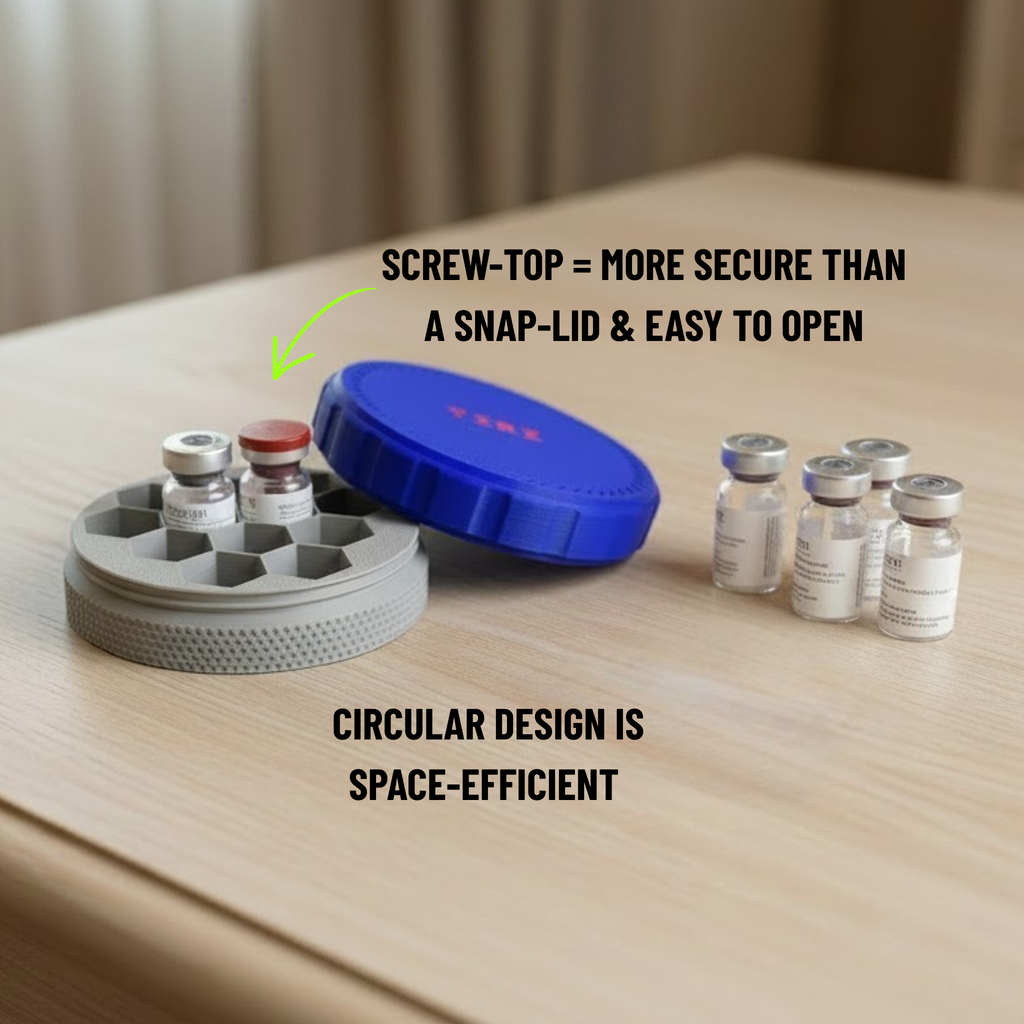 Portable Peptide Vial Organizer Case - Any Vial Size