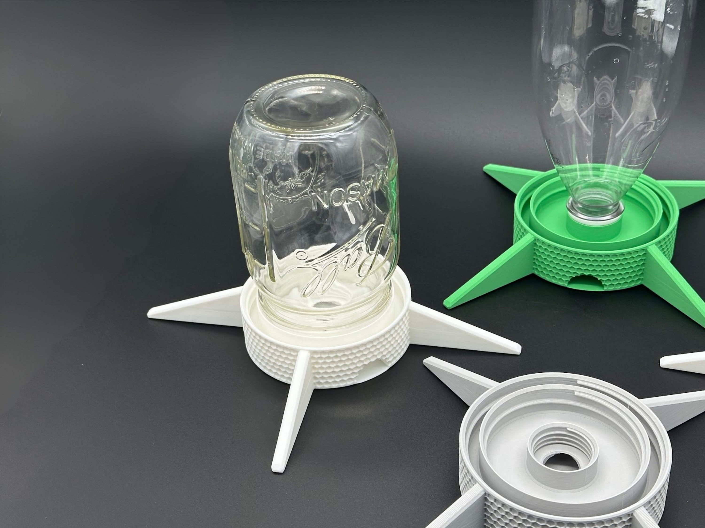 Auto-Watering Stand for Micro-green Seed Sprouting, Universal Fit for Mason Jars, Soda Pop Bottles
