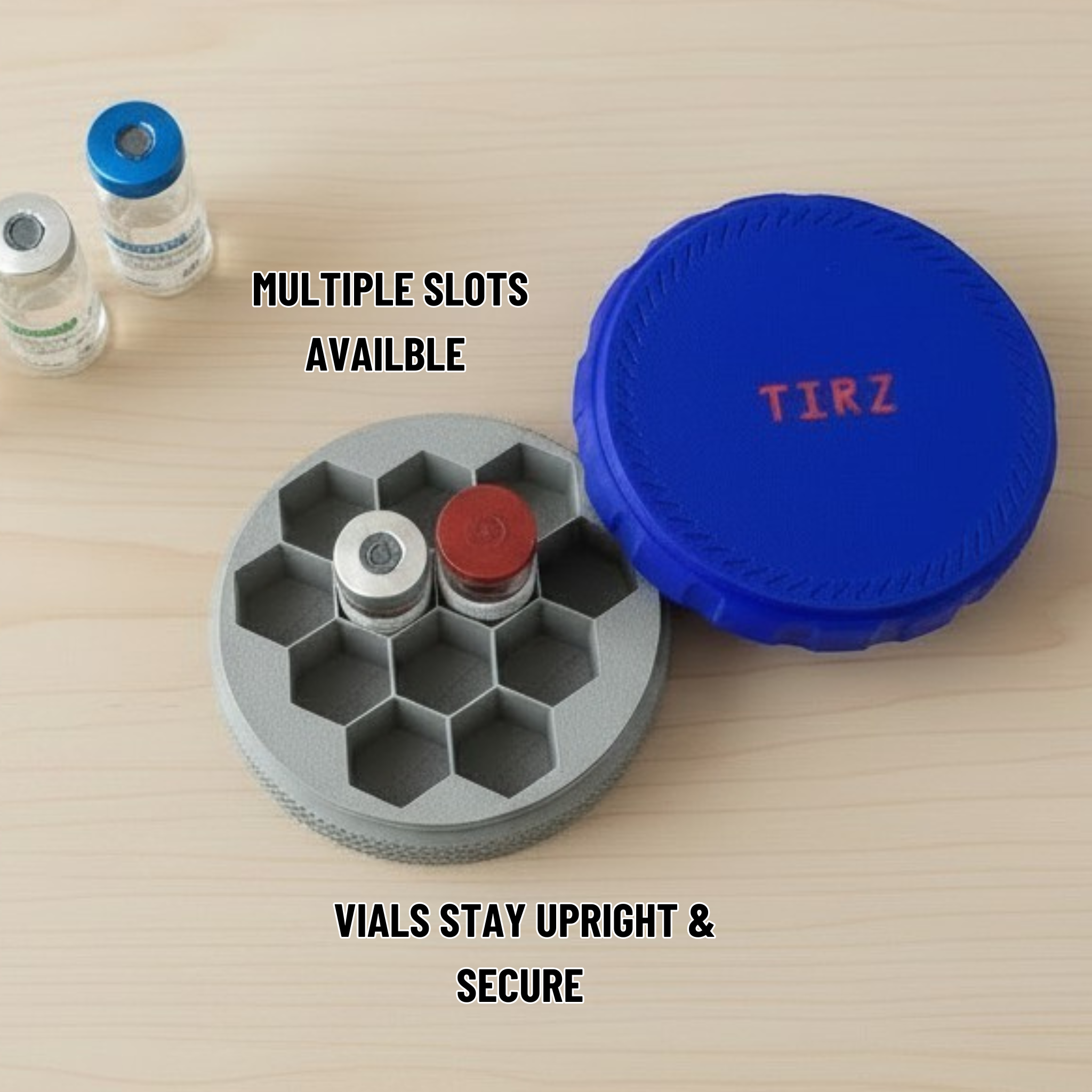 Portable Peptide Vial Organizer Case - Any Vial Size