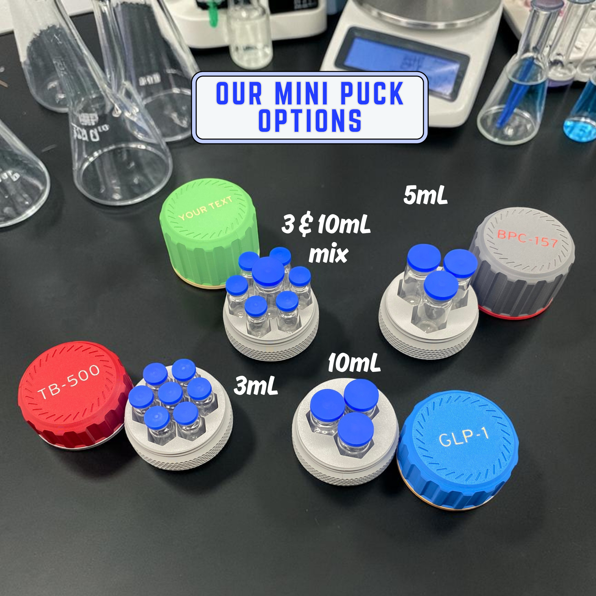3mL - 5mL - 10mL Portable Peptide Vial Organizer Case - Any vial size