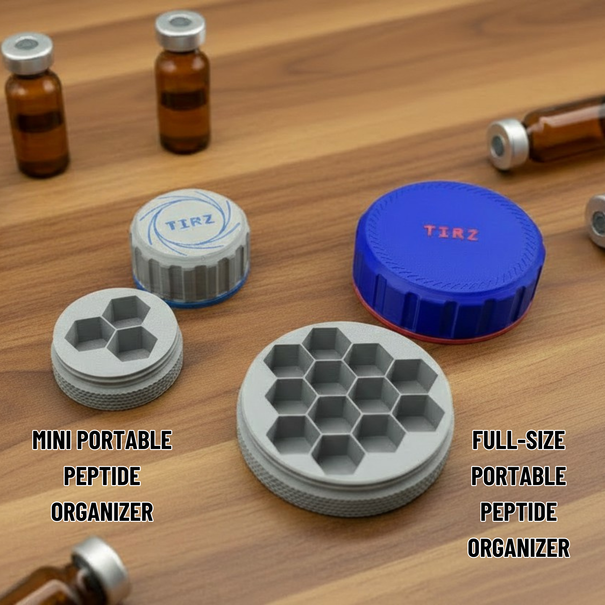 Mini Portable Peptide Vial Organizer Case - Any vial size