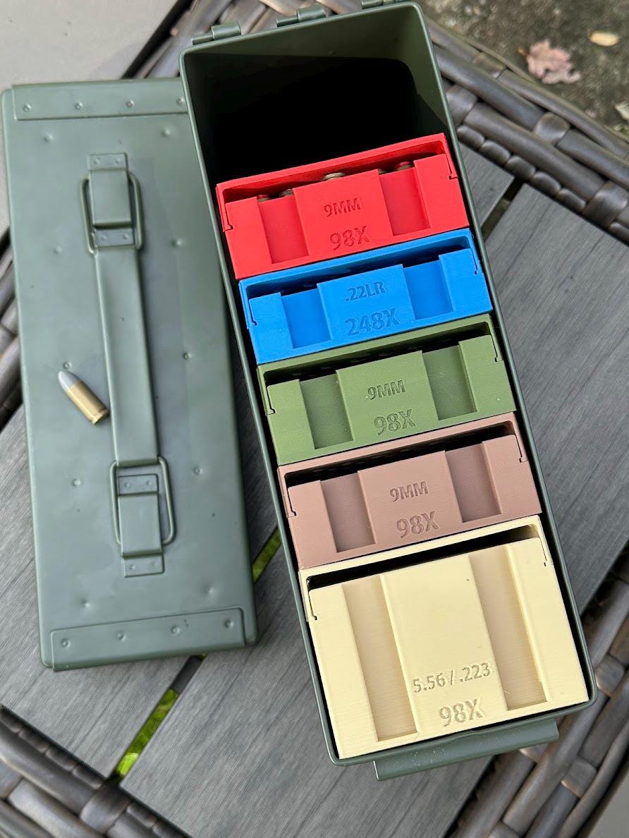 Ammo Organizer Tray for 30Cal NATO Can - The Range Rack System, 60+ Calibers and Designs