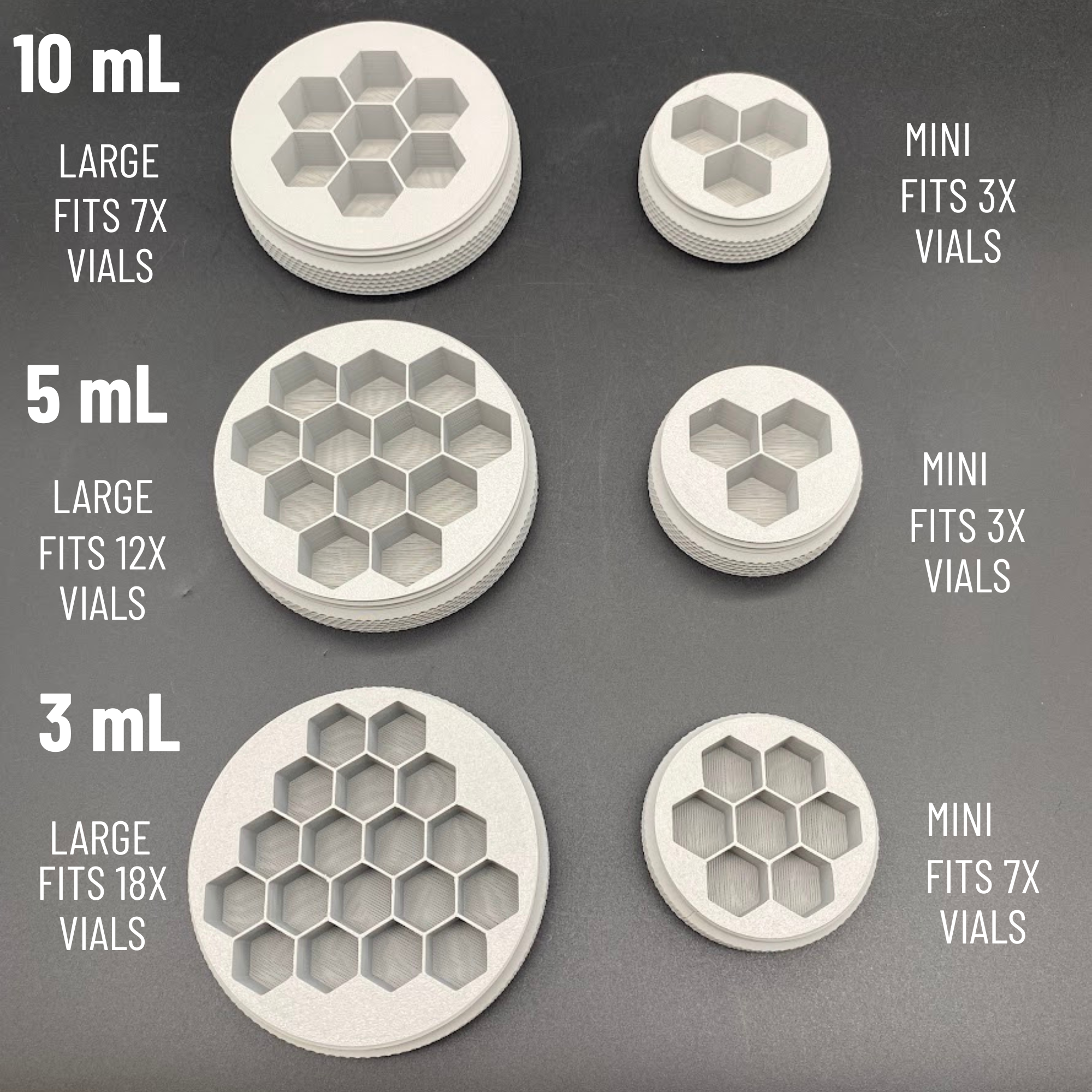 3mL - 5mL - 10mL Portable Peptide Vial Organizer Case - Any vial size
