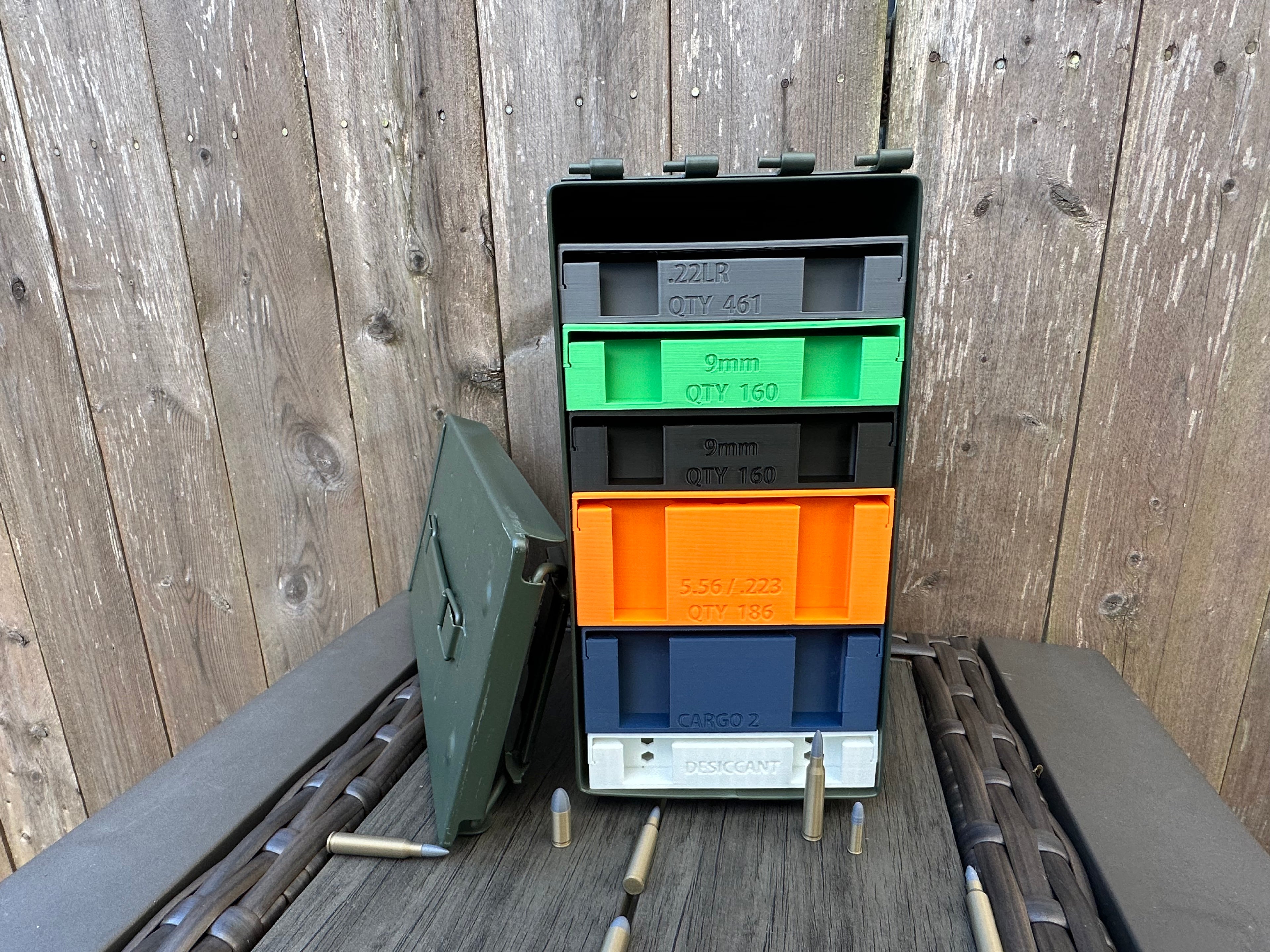 Ammo Organizer Tray for 50Cal NATO Can - The Range Rack System, 60+ Calibers and Designs