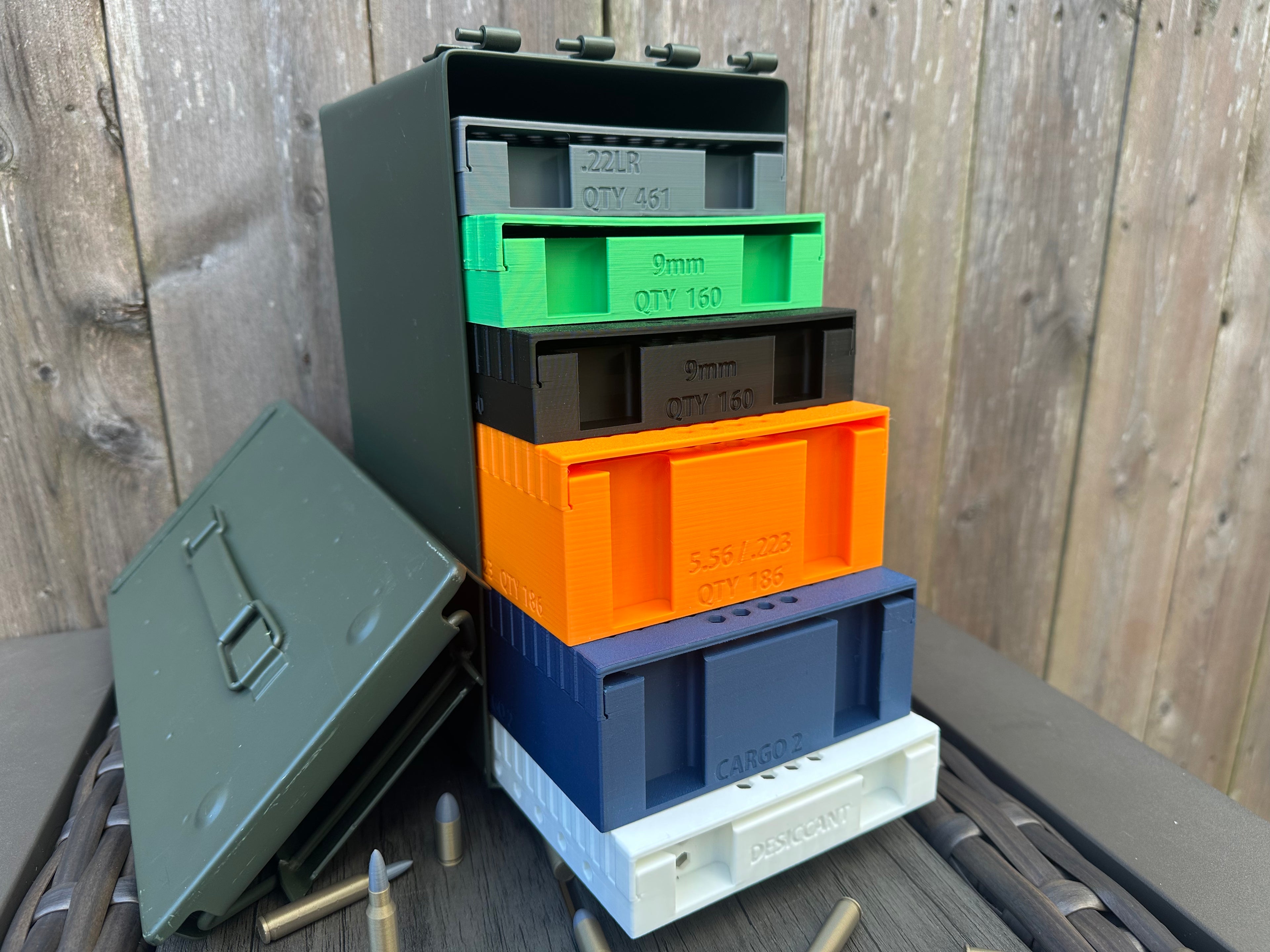 Ammo Organizer Tray for 50Cal NATO Can - The Range Rack System, 60+ Calibers and Designs