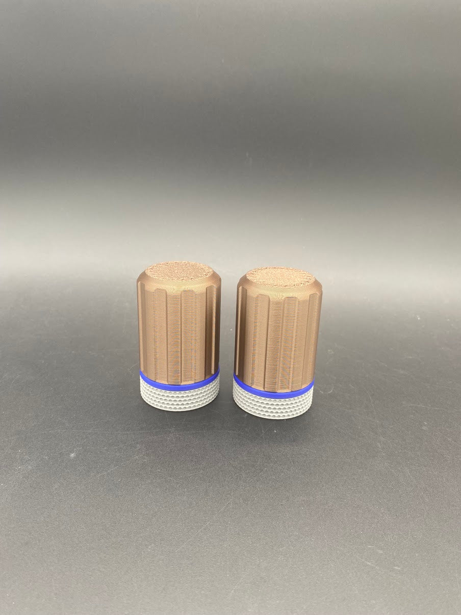 copper brown metallic & blue