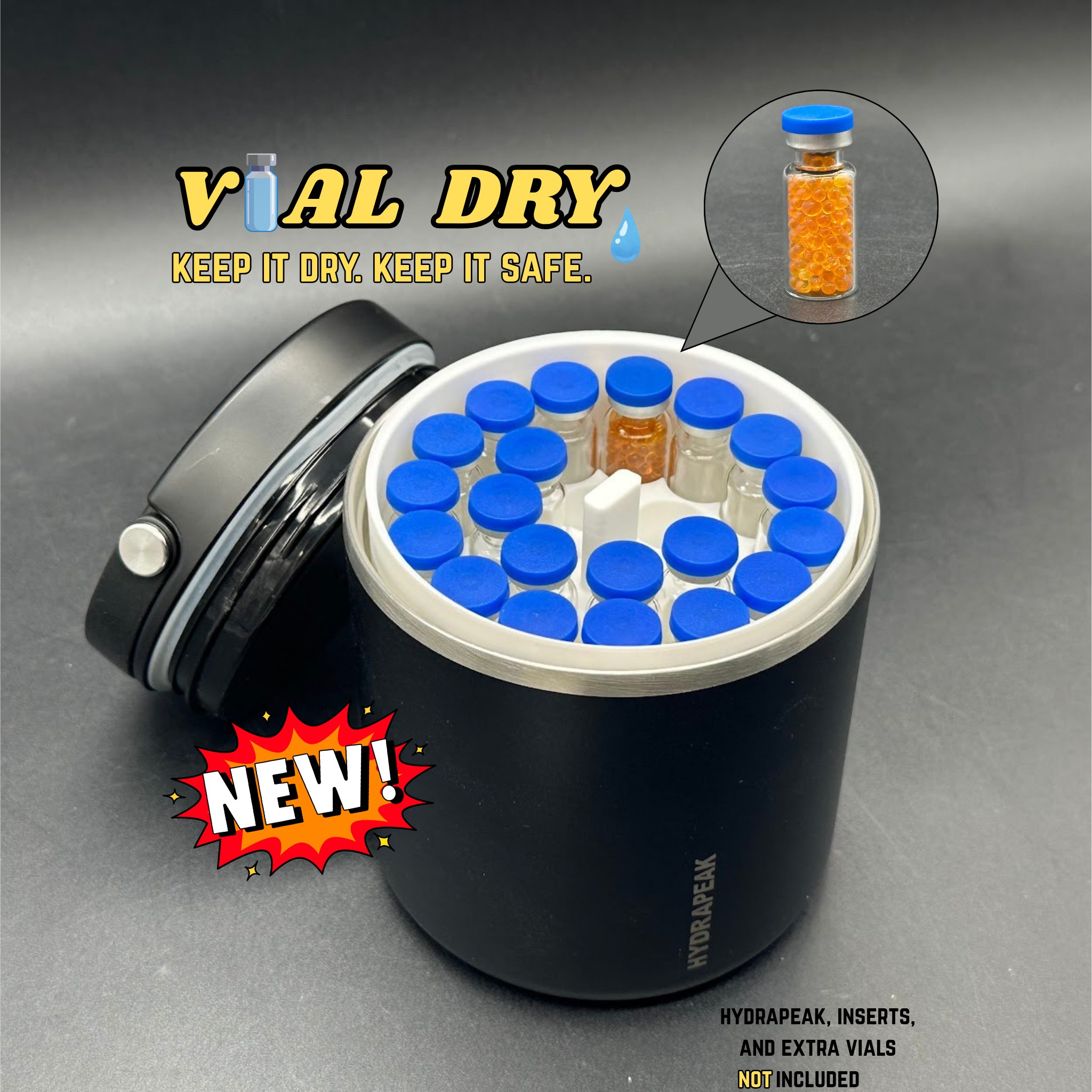 Set of 5 or 10 Desiccant Vials - Vial Dry