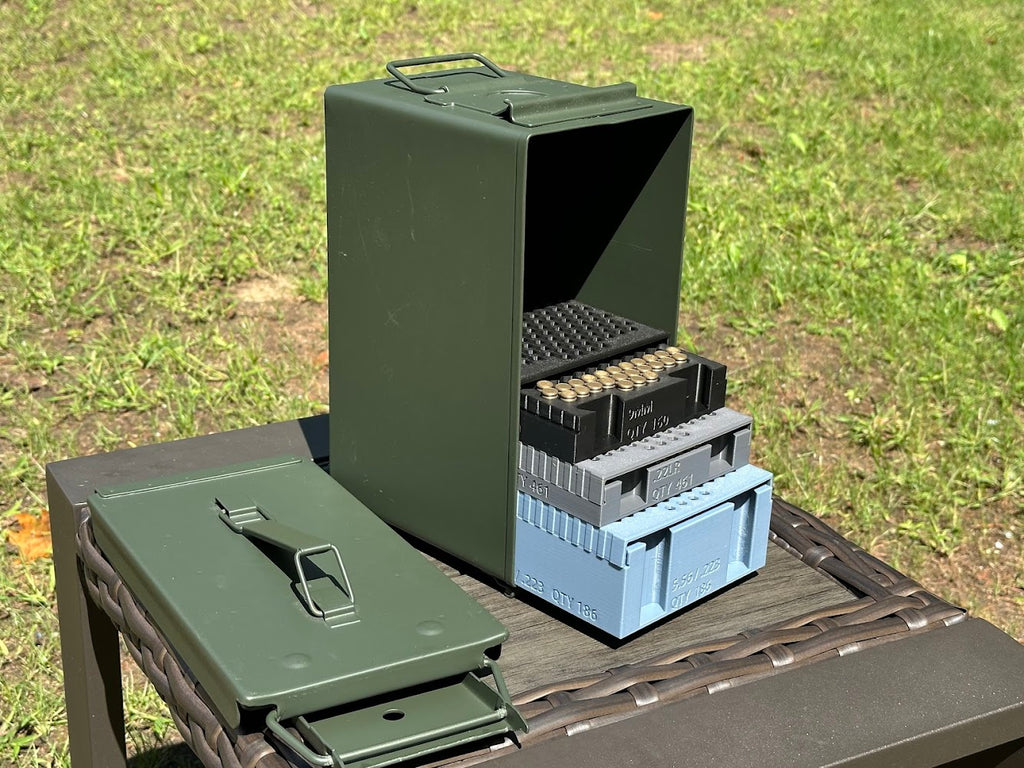 Ammo Organizer Tray for 50Cal NATO Can - The Range Rack System, 60+ Calibers and Designs